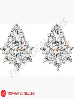 Vintage Rhinestone Drop Earrings Crystal Cluster Art Deco Elegant Sparkly